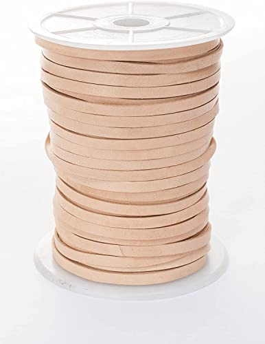 Esnado Cordoncino di cuoio, piatto, 5 mm x 1,5 mm, colore/lunghezza: a scelta, naturale, 5 metri