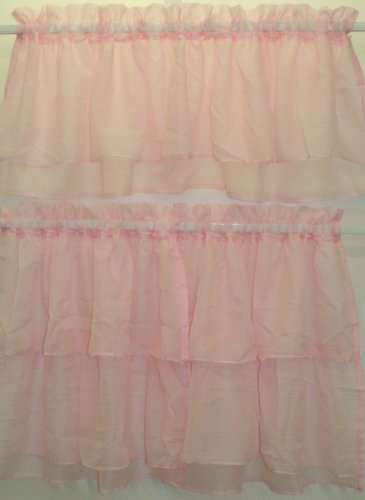 Lothringen Home Fashions, stufige Rüschenvorhang-Stoffbahn „Gypsy Shabby Chic“ fürs Fenster, rose, Tier 60 x 36