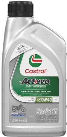 Castrol Actevo 4T 10W-40 Synthetic Blend Motorcycle Oil, 1 Quart, Pack of 6