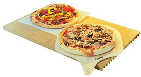 Pepita Pizza Stein Pierre de four et barbecue, grande, 356 x 570 mm avec pelle et recettes inclus, fabriquée en Italie, pour maxi pizza