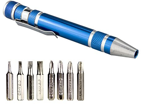 SWATOM 8 in 1 Mini Screwdriver Set Small Screwdrivers Pen Magnetic Repair Tools EDC Compact Precision Gadgets for Computer Eyeglasses Daily Home Improvement Use (Blue)