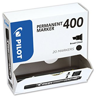 Pilot 400 Series, 4.5mm Chisel Tip Permanent Marker- Black (Box of 20)