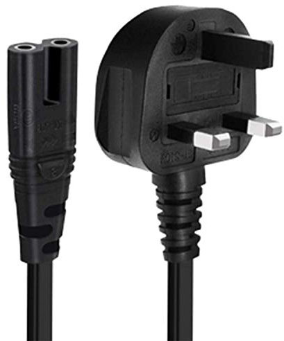 Power cable 2 pin - UK Plug to Figure of 8 Eight Mains Power Cable Lead - COMPATIBLE WITH LED LCD TV, Monitor, Laptop, Printer, Scanner, Game Console, Sound Bar, SKY, Virgin and more - 5M