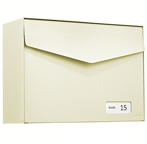 MEFA Briefkasten Letter (113) Elfenbein semi mat Namenschild RAL 1014 Wandbriefkasten