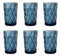 Vintage 6er-Set Farbige Weingläser und Trinkgläser mit Diamant Muster (Rombus) Longdrinkgläser, Cocktail Gläser mit Prägung, Glas, Trinkglas, Weinglas, Wasserglas, Glaskelche (Blau Trinkglas)