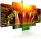 B&D XXL Acrylglasbild Wasserfall 200x100 cm 5 Teilig Wandbild auf Acryl Glasbilder Kunstdruck Moderne Acrylglas Platte Wanddekoration Geschenke Heimdekoration Glasbild Natur Landschaft Wald Sonne