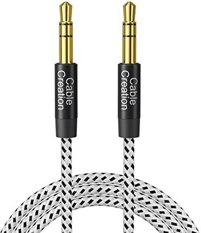 3.5mm Aux Kabel, CableCreation 3,5mm Stereo Audiokabel (Stecker auf Stecker), Klinkenkabel Kompatibel mit iPhone,Auto, Kopfhörern, Tablets, Priva III usw. 1.8M/6FT, Schwarz & Weiß