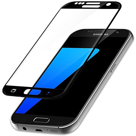 COPHONE Film de Protection Ecran Compatible avec Samsung S7 Noir en Verre Trempé Premium Anti Chocs et Casse, Anti Empreintes digitales et Gras, Bords arrondis,dureté Max 9H, 2,5d