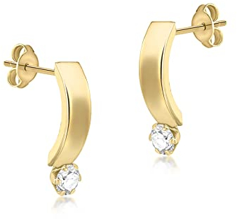 CARISSIMA Damen-Ohrstecker Cubic Large Curved Band 375 Gelbgold Zirkonia transparent Rundschliff - 1.58.9949