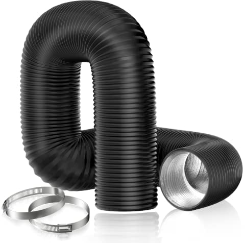 Hon&Guan Aluminium Foil PVC Ventilation Air Ducting 150mm Flexible Vent Hose Pipe for Extractor Fan, Cooker Hood, Hydroponics(ø150mm*5m,Black)