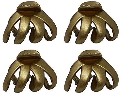 4er-Set Octopus Kunststoff Haar Klaue Clip Schmetterling Stier Hund Design, großer Griff für dickes Haar (Gold)