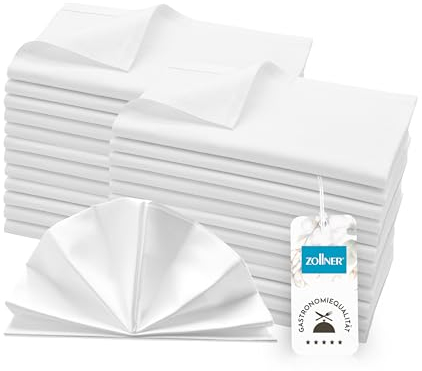 ZOLLNER 25er Set Mundservietten 100% Baumwolle, 40x40 cm, Weiß