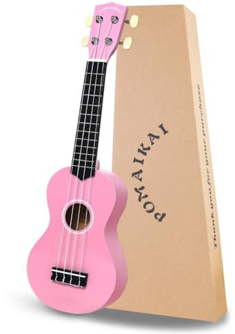 POMAIKAI Sopran Ukulele für Anfänger, 21 Zoll Ukulele Holz Kleinkind Gitarre Kleine Hawaii Ukalalee Starter mit Gigbag (Rosa)