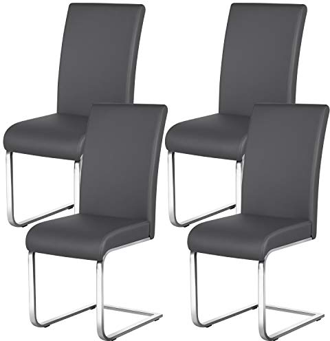 Yaheetech Esszimmerstühle 4er Set Schwingstuhl Freischwinger stühle küchenstuhl polsterstuhl, 135 kg belastbar Grau