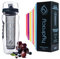 Hydracy Trinkflasche für Fruchtschorlen 1L - Sport Wasserflasche Bpa Frei mit Zeitmarke und Langem Infuser - Detox Sportflasche + 27 Köstlichen Rezepten Aufgegossenes Wasser eBook Geschenk - Schwarz