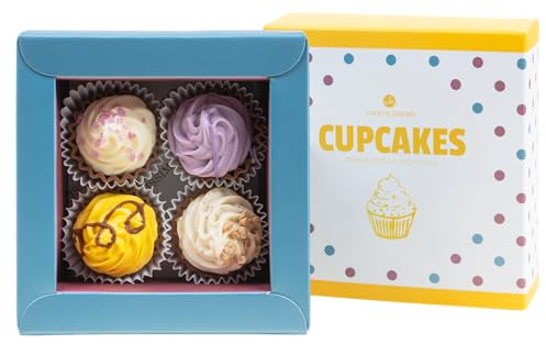 CHOCOLISSIMO - Schokolade Geschenk - Pralinen Geschenk - mit Alkohol - 4 handgemachte Cupcakes Pralinen - Kleines Geschenk zum Geburtstag, Jahrestag, Valentinstag für Frauen, Männer, Partner