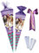 Nestler Schultüten-Set zum Befüllen, Handgemachte Zuckertüte aus Karton - Motiv Horse Club von Schleich, inkl. Spitzenschutz, Schleife (70 cm rund)