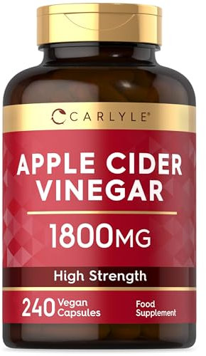 Apple Cider Vinegar Capsules 1800mg | 240 Vegan Capsules | High Strength (Not ACV Gummies) | Raw & Unfiltered Apple Cider Vinegar Supplement | by Carlyle