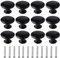 kuou 12 Pcs 30mm Black Matted Round Cabinet Knobs, Kitchen Cupboard Handles, Vintage Style, 12 Screws Included