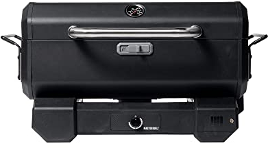 Masterbuilt® Elektrischer tragbarer Holzkohlegrill und Smoker mit SteadyTemp Analog Temperaturregelung mit 200 Kochquadrate Zoll in Schwarz, Modell MB20040722