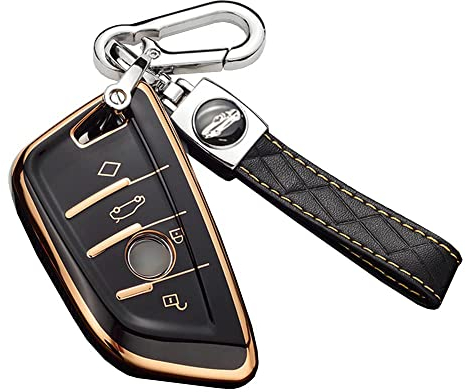 ontto Coque de clé de voiture - Convient pour BMW X1 F48 X2 X3 X5 X7 F15 X6 F16 X5M G30 G11 2 5 7 218i 530Li 750i - En TPU - Noir A