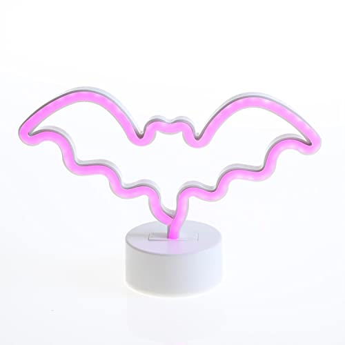 MARELIDA LED NEON Figur Fledermaus Neonlicht Neonschild Leuchtfigur Halloween Batteriebeetrieben USB H: 17cm