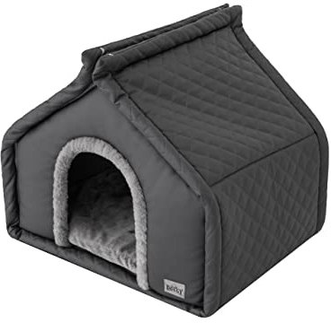 Hundehütte Katzenhütte Hundehöhle Katzenhöhle Hundehaus Katzenhaus Hütte Höhle Hundekissen Katzenkissen Haustierhütte Große R1-42 x 32 cm Graphit