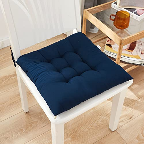 ZOCIS Cuscini quadrati per sedie comode, per cucina e sala da pranzo, con lacci antiscivolo, per casa, ufficio, soggiorno e giardino, 4 pezzi, 40 x 40 x 6 cm, blu navy