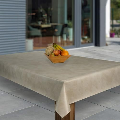 laro Wachstuch-Tischdecke Abwaschbar Garten-Tischdecke Wachstischdecke PVC Plastik-Tischdecken Eckig Meterware Wasserabweisend Abwischbar G03, Muster:Beige Grau Metallic, Größe:100x160