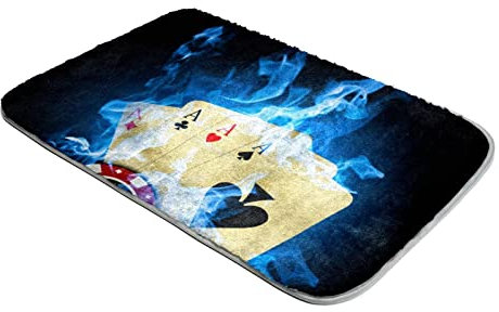 Shag Teppich Ultra Soft Plüsch Teppiche Kunstfell Teppiche Casino Poker Blau Feuer
