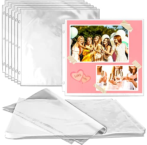 Vmiapxo Scrapbook-Seitenschutzhüllen, 30,5 x 30,5 cm, passend für 3-Ring-Scrapbooking-Ordner, transparente Kunststoff-Schutzhüllen für Fotoalben, Fotoalbum-Seiteneinlagen, Scrapbook-Zubehör, 100 Stück