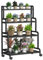 Decor Multi-Tier-Eisen-Pflanzenständer mit Rädern, Schmiedeeisen-Blumentopfständer für den Innenbereich, Metall-Präsentationsregal für Wohnzimmer, Terrasse, Balkon, Garten, Pflanzenhalter ( Size : 100