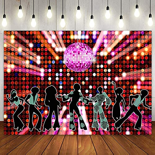 Disco Party Dekoration Kulisse Tänzer Club Tanz Hintergrund Leuchtende Bühne Neon 70er 80er Jahre 90er Geburtstag Kuchen Banner Poster 300x200cm