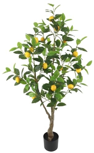 Künstliche Zitronenbaum 130cm - Kunstpflanzen wie echt - Deko Pflanze im Topf 75 cm