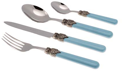 Rivadossi Sandro 1616S04 Set di Posate per 4 Persone, 16 Pezzi - Classic - 100% Made in Italy, Artigianalità e Design, Acciaio Inox 18/10,Azzurro