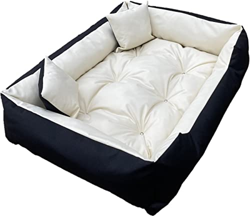Dogs4Life Hundebett XXL | Hundebett große Hunde | Hundebett mittelgroße Hunde | Hundebett kleine Hunde | Hundekissen | Outdoor Hundebett | Wasserabweisend | Beige 100 x 75 x 20 cm