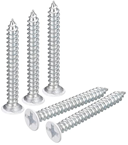 QUARKZMAN ST3.5x30mm Tornillos Autorroscantes, 50uds Tornillos Autoperforantes de Plana Cabeza Phillips, Madera Tornillos Blanco para Carpintería