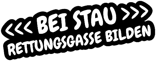 KLEBEKÖNIG Bei Stau Rettungsgasse bilden Autoaufkleber 20x6cm Leben retten Auto Aufkleber Sticker Heckscheibenaufkleber Kfz Sticker Feuerwehr THW Polizei Rettungsdienst