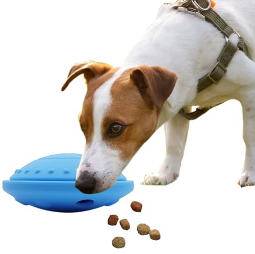 ShopMiey Dog Treat Ball, Dog Licky Bowl, Treat Dispenser Dog Toy, Dishwasher Safe, Slow Dog Food Toy, Soft Silicone Dog Lick Mat For Dogs & Cats, Medium and Small Pets (Azure Blue, Large)