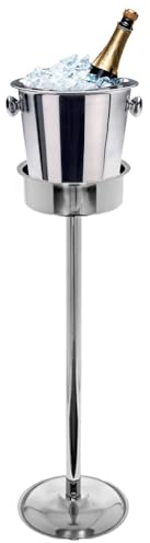 Secchio Ghiaccio con piedistallo Base in Acciaio Inox Secchiello per portabottiglia Vino Champagne Birra da Bar Pub Ristorante