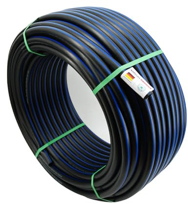 Megaa store Rohr PN6 Bewässerung Wasserleitung 6 BAR | M16 M20 M25 M32 Verlegerohr Versorgungsleitung 10m bis 100m (25mm x 50m) | 0,90€ / meter