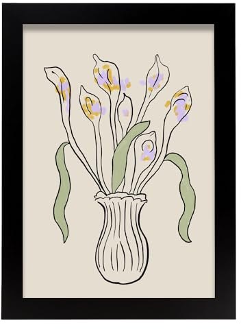 Nacnic Calla Lilien in der Vase Blatt. In Antike Boutique Poster. Ästhetische dekorative Gemälde für Ihr Wohnzimmer, Schlafzimmer, Zuhause Größen A4 mit schwarzen Rahmen