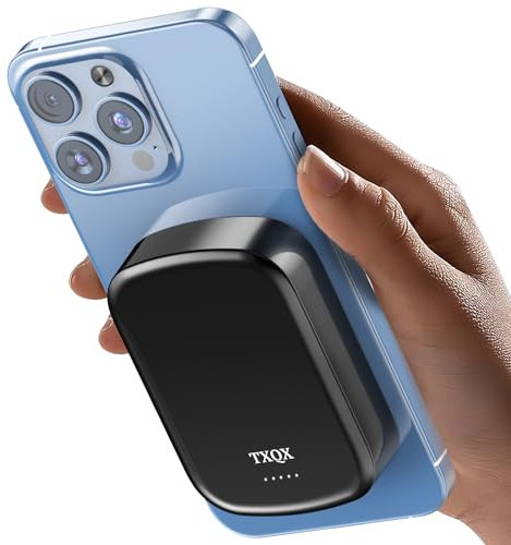 TXQX Il più piccolo caricabatterie magnetico wireless portatile 8000 mAh, batteria Mag-Safe 20 W PD ricarica rapida, USB C in & Out mini power bank magnetico per iPhone 15/14/13/12/Pro/Mini/Pro Max