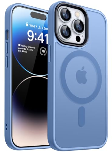 CANSHN Magnetisch für iPhone 14 Pro Hülle für MagSafe [TOP Magnetische Adsorption] [Militärschutz] Schutzhülle Samtige Touch Matt Anti-Kratzen Handyhülle iPhone 14 Pro Case, Himmelblau
