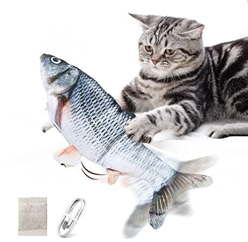 Namsan Elektrischer Fischspielzeug für Katzen,Realistische Katzenspielzeug Fisch, Wackelfischspielzeug mit Katzenminze, Interaktives SpielzeugGeeignet für Katzen und Welpen im Innenraum