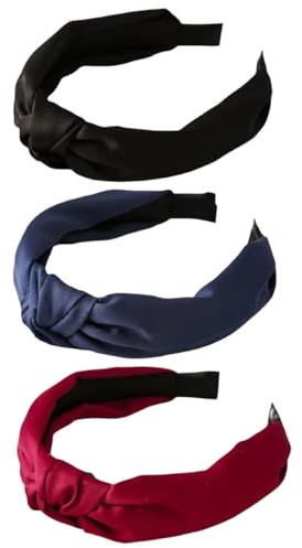 scicent Haarreif 3 Stück Haarreifen Damen Breite Haarbänder Knoten Stirnbänder Drei Farben Haarband für Alltag Konzerte Party Make-up dicke Haare Haarschmuck - 11416