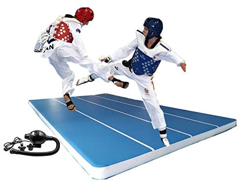 Inflatable Gymnastics Mat Tumbling Mat 20cm Thickness Air Floor Mat Tumble Track Gym Mat for Home Use/Training/Yoga/Water Fun/Pilates with Electric Pump (Size : 4x8m)