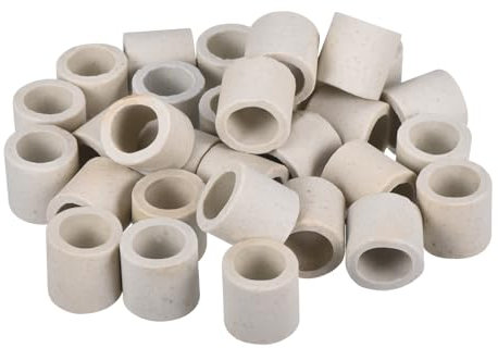 sourcing map Insulated Ceramic Tube 14x20x20mm Heat Insulation Ceramic Tubing for Electric Furnace Wire, Oven, Bundle Protection, Pack of 30