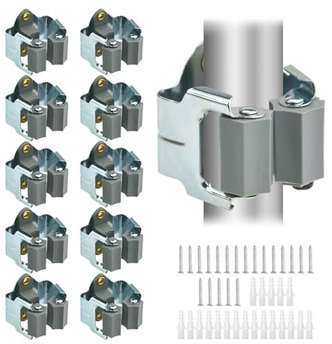 WMYCONGCONG 10 PCS Mop Holder Broom Holder Wall Mount Brush Holder for Garage Garden Shed Storage Garden Tool Organizer Storage Rack with Screws