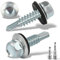 120 Stück Trapezblechschrauben Selbstschneidende Schrauben mit Dichtscheibe 6.3 x 25 mm + 2 Stk Sechskant Bit Steckschlusselsatz M10 Spenglerschrauben Verzinkt Bohrschrauben Metalldachschrauben